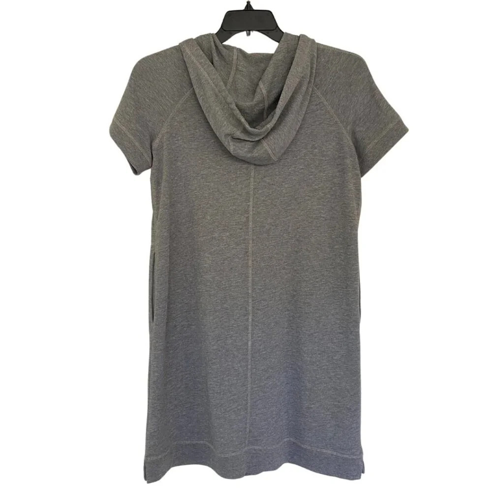 Soft Surroundings, Hooded French Terry Short‎ Sleeve Half Zip Dress, Gray, Grey - Picture 4 of 11